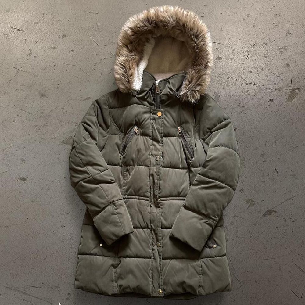 Womens Nautica Fur Hooded Puffer Jacket SZ L